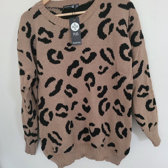 Boohoo Plus Sweaters - NWT Size 18 Leopard Print Sweater